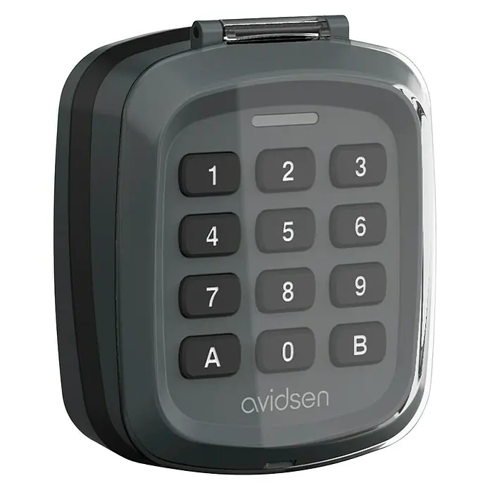 Avidsen Teclado de código inalámbrico - Alcance: 80 m - Una caja de llaves Avidsen gris con un teclado numérico de 12 botones, que proporciona un almacenamiento de llaves seguro y cómodo.