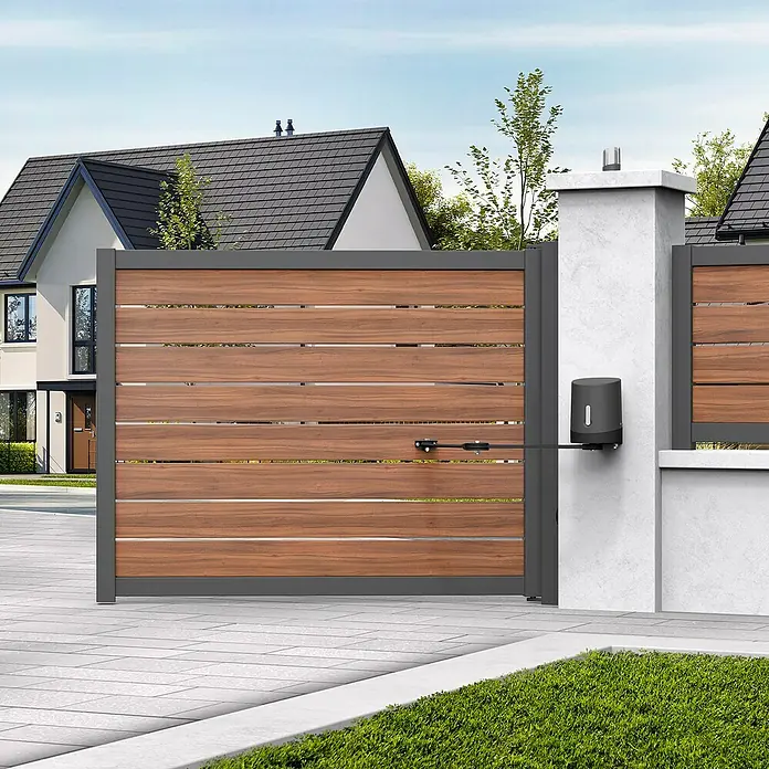 Avidsen Mecanismo de puerta de garaje Orane 510 con brazo articulado - Anchura puerta: 0 m - 2,5 m - Puerta moderna de madera con motor eléctrico. La puerta corredera ofrece comodidad y seguridad para el hogar.