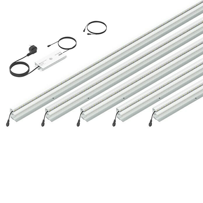 LyghtUp Zaunbeleuchtung Starter-Set (Länge: 173,3 cm, Silber, Passend für: WPC- und Aluminium-Steckzäune, 7 -tlg.) | BAUHAUS