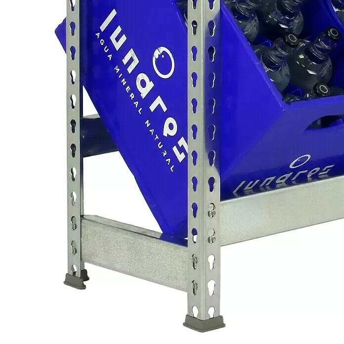 Simonrack Simonbottle Getränkekistenregal Bottleclick - H x B x T: 100 x 100 x 30 cm, Traglast Einlegeboden: 100 kg, Anzahl Böden: 2 Stk., Stecken, Silber - Detailaufnahme
