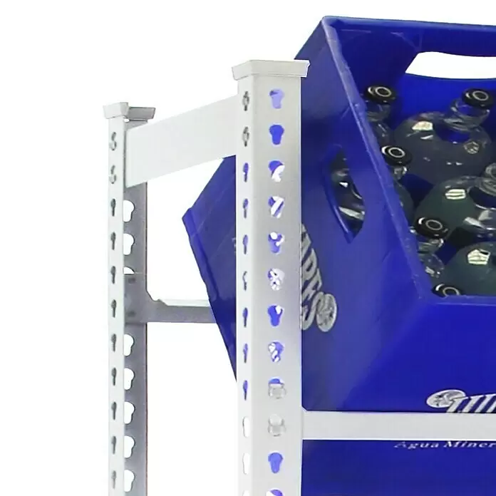 Simonrack Simonbottle Getränkekistenregal Bottleclick - H x B x T: 180 x 80 x 30 cm, Traglast Einlegeboden: 100 kg, Anzahl Böden: 3 Stk., Stecken, Weiß - Detailaufnahme