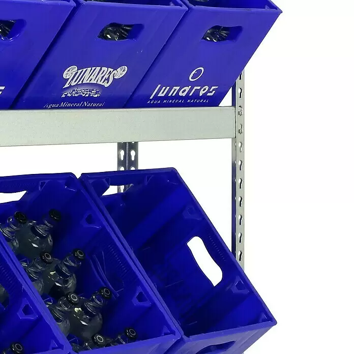 Simonrack Simonbottle Getränkekistenregal Bottleclick - H x B x T: 100 x 100 x 30 cm, Traglast Einlegeboden: 100 kg, Anzahl Böden: 2 Stk., Stecken, Silber - Detailaufnahme