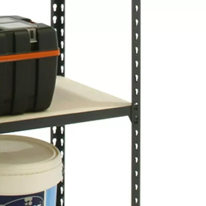 Simonrack Maderclick Metallregal Maderclick MegaPlus - H x B x T: 250 x 120 x 50 cm, Traglast pro Boden: 200 kg, Anzahl Böden: 6 Stk., Stecken, Anthrazitgrau - Detailaufnahme