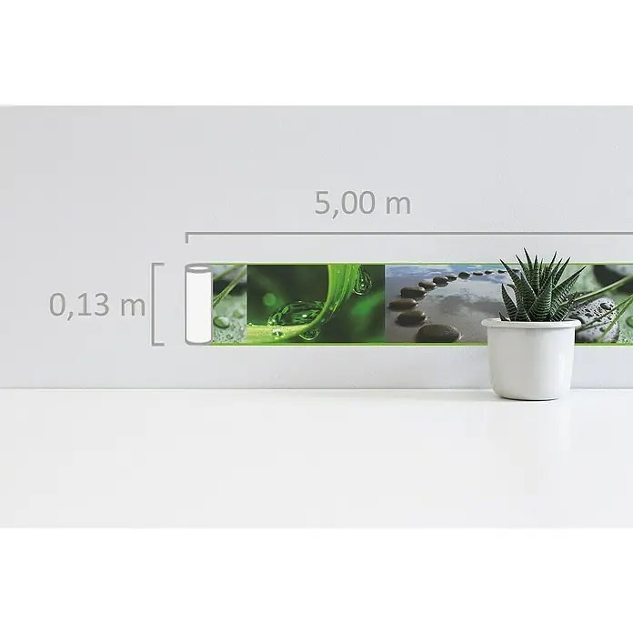 A.S. Création Only Borders 11 Tapetenborte Wellness - Kunststoff, Bunt - Ein dekorativer Wandaufkleber mit Naturmotiven, der sich ideal für die Gestaltung eines Raumes eignet und eine entspannende Atmosphäre schafft.