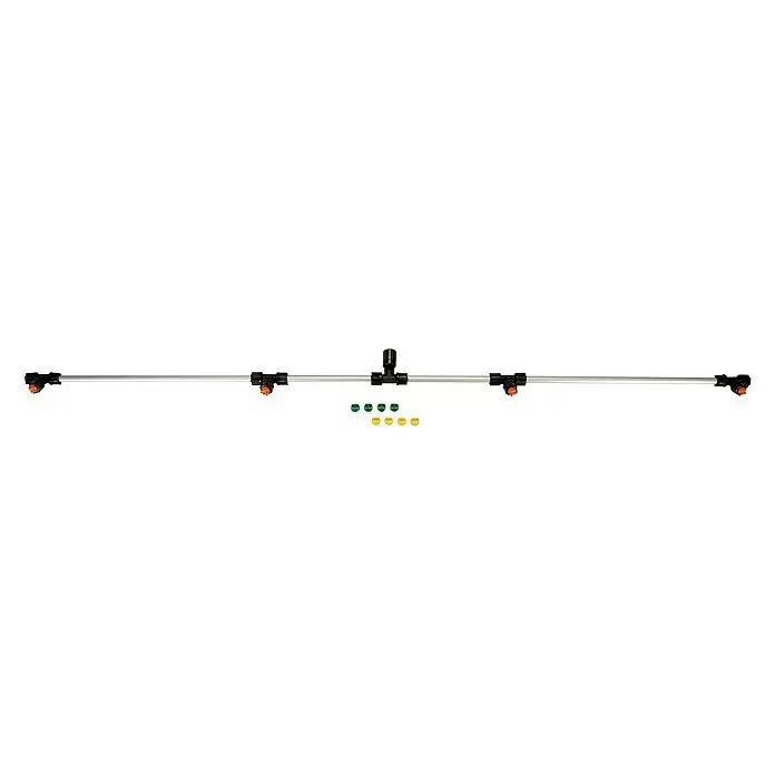 Solo Spritzbalken mit 4 Düsen - 120 cm, Aluminium - Sprühbalken mit vier orangefarbenen Düsen und zehn grünen und gelben Ersatzdüsen.