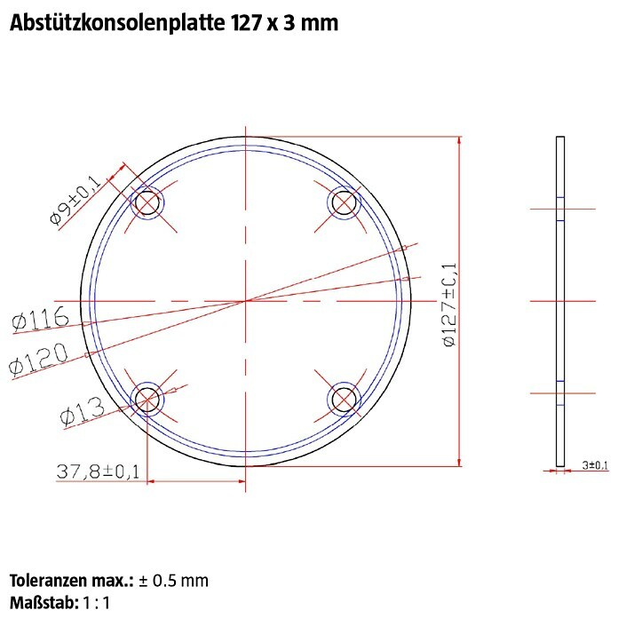 Minka Wandhalterung Comfort (Ø x L: 12,7 x 50 cm, Passend für: Minka Mittelholmtreppen Comfort) | BAUHAUS