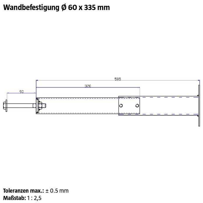 Minka Wandhalterung Comfort (Ø x L: 12,7 x 50 cm, Passend für: Minka Mittelholmtreppen Comfort) | BAUHAUS