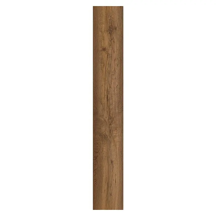 LOGOCLIC Vinto Laminat - Eiche Bergamo, Landhausdiele, 1.288 x 195 x 8 mm - Eine detaillierte Ansicht einer Holzdiele mit einer reichen Maserung und natürlichen Farbtönen, perfekt für Bodenbeläge oder Möbeldesign.