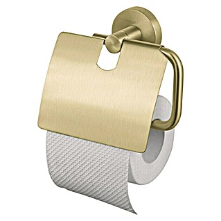Haceka Kosmos Toiletrolhouder met klep (Met deksel, Goud, Geborsteld)