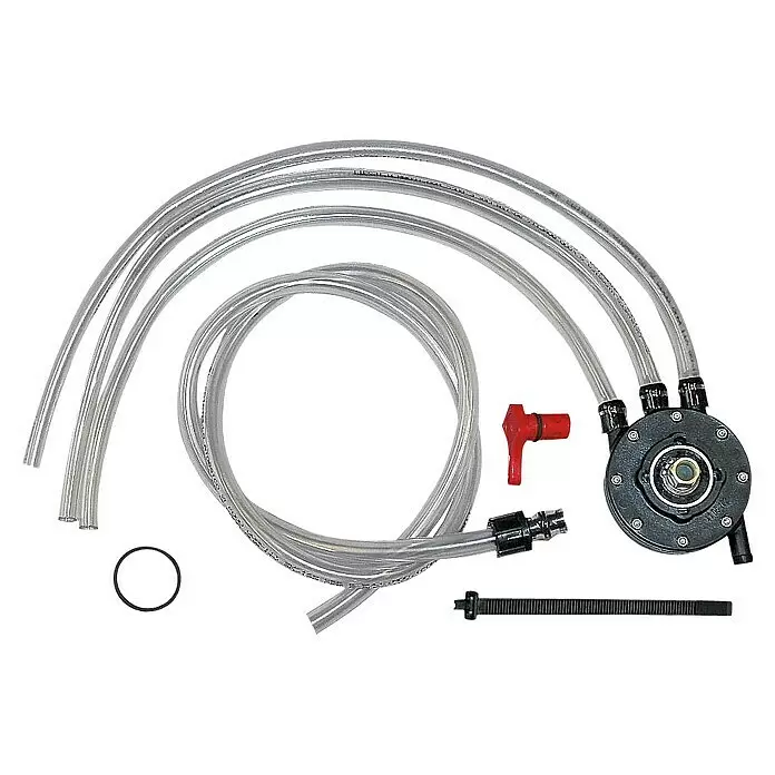 Solo Flüssigkeitstransferpumpe - Passend für: Solo Sprühgeräten 452, 466 & 423 - Klarer Schlauchsatz mit schwarzer Pumpe/Verteiler, rotem Hahn, O-Ring und Befestigungsstange für Flüssigkeitstransfer.