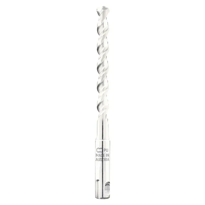 Fischer Broca para hormigón y mampostería Pointer U - 1 ud., Diámetro de la broca: 16 mm - Primer plano de una broca PU Austria. La broca tiene una punta espiral y un cuerpo cilíndrico con las palabras "Made in Austria" impresas.