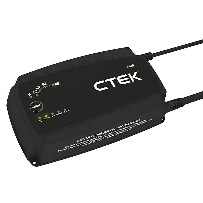 CTEK Automatik-Ladegerät M 25 EU - Kapazität: 40 Ah - 500 Ah - Schwarzes CTEK M25 12V Batterieladegerät mit Modusauswahl für Normal-, AGM-, Recond- und Lithiumbatterien.
