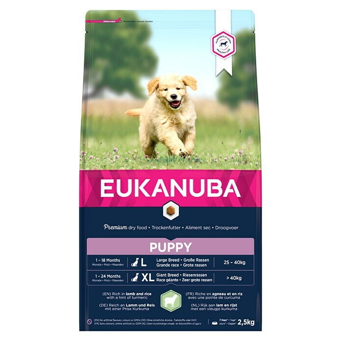 Eukanuba Droogvoer voor honden Puppy/Junior Large Breed Lam & Rijst (0 jaar - 1 jaar, 2,5 kg) | BAUHAUS