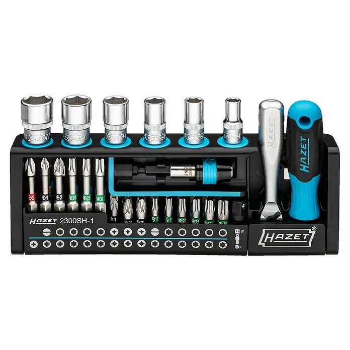 Hazet Steckschlüssel-Set SmartHolder - 39 -tlg., Antriebsgröße: ¼″ - Hazet 2300SH-1 Werkzeugset: Vielseitiges Set mit Steckschlüsseln, Bits und Schraubendrehern für verschiedenste Anwendungen. Ideal für Profis und Heimwerker.