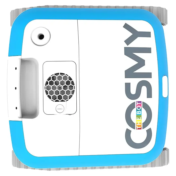 BWT Poolroboter Cosmy 100 - Netzbetrieben, Passend für: Pools bis 22.500 l Wasserinhalt, Filterleistung: 15.000 l/h - Ansicht des Cosmy The Bot Poolreinigers, ein innovatives Gerät mit blauem Rahmen, das eine saubere und effiziente Reinigung Ihres Pools gewährleistet.