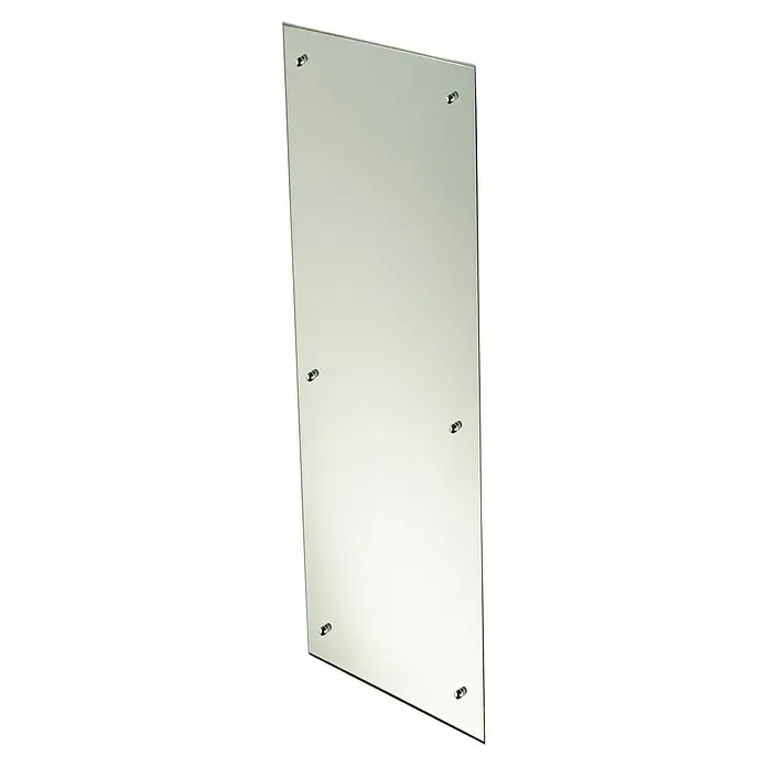 Admiral Infrarot-Spiegelheizkörper - 450 x 1.200 mm, 850 W - Ein hochformatiger, rechteckiger Spiegel, befestigt mit silbernen Schrauben, der das Licht reflektiert und den Raum optisch vergrößert.