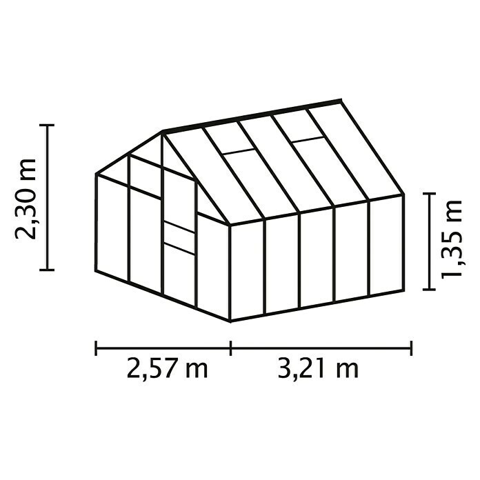 Vitavia Gewächshaus Merkur 83003,21 x 2,57 x 2,3 m, Farbe: Schwarz, Polycarbonat, 4 mm Unknown