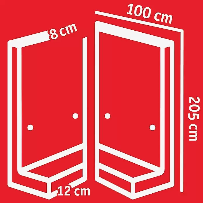 Diephaus L-Stein Slim InneneckeBewehrt, Höhe: 205 cm, Breite: 100 cm, Stärke: 8 cm, Grau