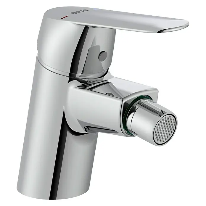 Roca Grifo monomando de bidé Icaria - Cromo, Resplandeciente - Primer plano de un grifo de bidé cromado Roca con un diseño moderno y un control preciso del chorro de agua para el baño.