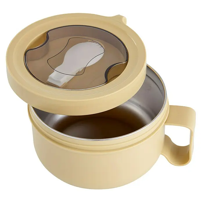Fiambrera con asa - Ø x Al: 14,5 mm x 9,3 cm, 850 ml - Recipiente de alimentos aislado de acero inoxidable con asa y tapa. Perfecto para llevar y mantener la comida caliente.