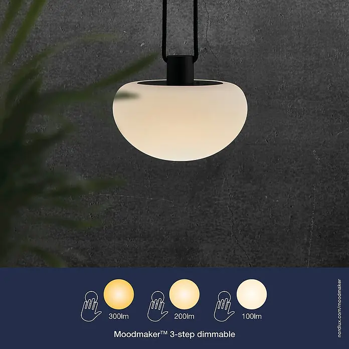 Nordlux Sponge Akku-Pendelleuchte Sponge - 4,8 W, Warmweiß - Nahaufnahme einer modernen Hängelampe mit 3-Stufen-Dimmfunktion für stimmungsvolle Beleuchtung.