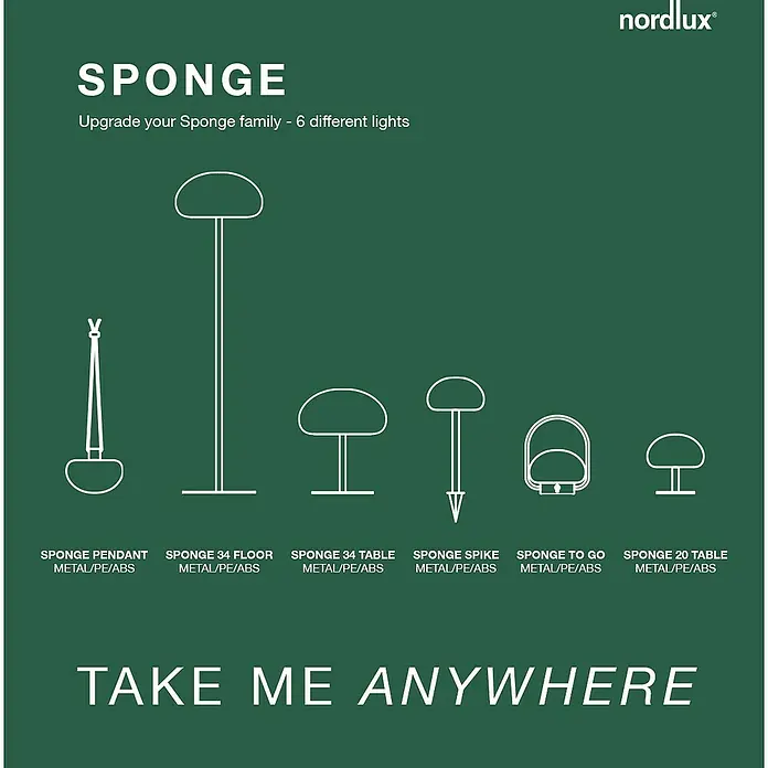 Nordlux Sponge Akku-Pendelleuchte Sponge - 4,8 W, Warmweiß - Sponge Leuchtenfamilie: 6 verschiedene Leuchten für den Innen- und Außenbereich. Die Lampen sind aus Metall, PE und ABS gefertigt.