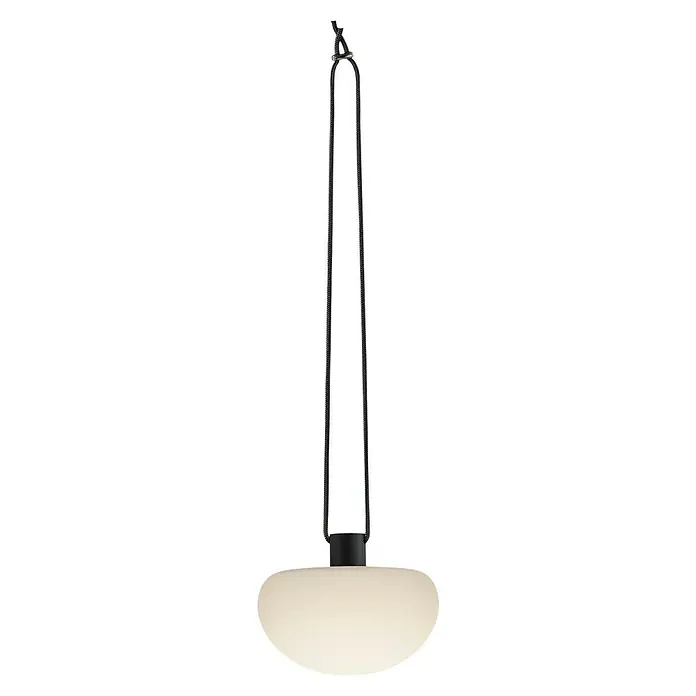 Nordlux Sponge Akku-Pendelleuchte Sponge - 4,8 W, Warmweiß - Elegante Pendelleuchte mit einem sanft leuchtenden, runden Schirm, der an einer schwarzen, geflochtenen Aufhängung befestigt ist. Perfekt für moderne Interieurs.