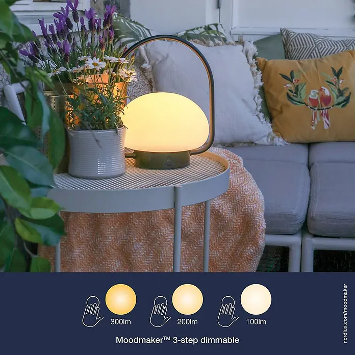 Nordlux Sponge Mobiles Licht To Go - 4,8 W, Schwarz, Weiß, Höhe: 27,7 cm, IP65, Warmweiß - Stimmungsvolle Nordlux Moodmaker Tischleuchte mit dreistufig dimmbarer Funktion für angenehme Beleuchtung im Innen- und Außenbereich.