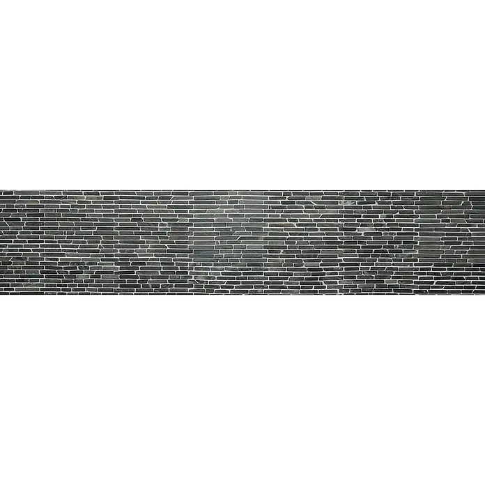 Mosaikfliese MOS BRICK 125 - 30,5 x 30,5 cm, Schwarz, Matt - Elegante schwarze Ziegelwand mit dünnen, hellen Fugen. Die horizontalen Linien der Ziegel schaffen ein modernes und stilvolles Mauerwerk.