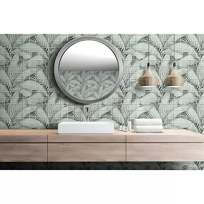 Mosaikfliese Quadrat Crystal Rainforest XCM RF03 - 29,8 x 29,8 cm, Grau, Glänzend - Stimmungsaufnahme