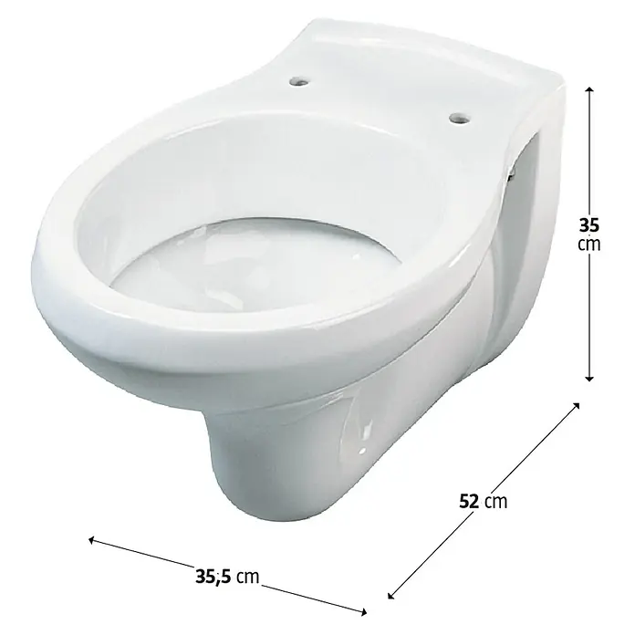 Simena Wand-WC - Mit Spülrand, Ohne Spezialglasur, Spülform: Tief, WC Abgang: Waagerecht, Weiß - Wand-WC aus Keramik mit den Maßen 35 cm Höhe, 52 cm Tiefe und 35,5 cm Breite. Ideal für moderne Badezimmer.
