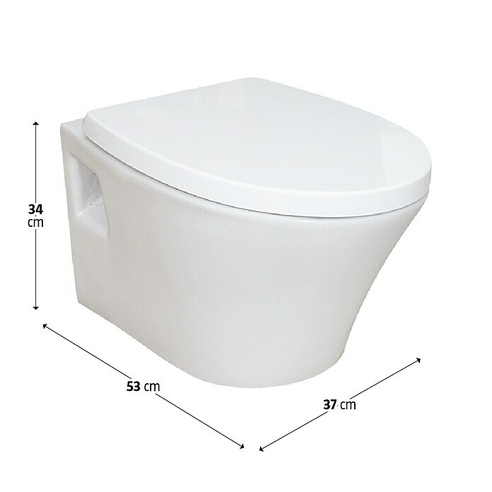 Camargue Rio Spülrandloses Wand-WC (Ohne WC-Sitz, Tiefspüler, Weiß)