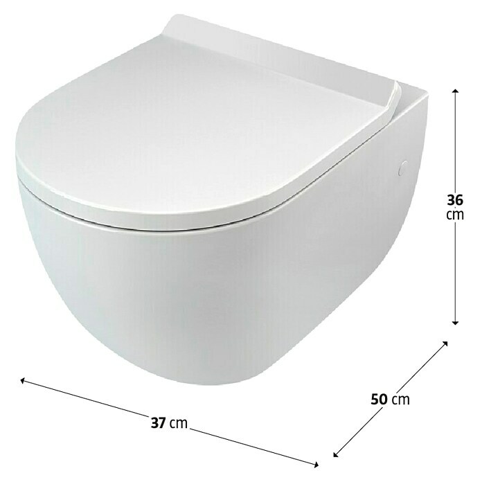 Camargue Spülrandloses Wand-WC Rom (Ohne WC-Sitz, Tiefspüler, Weiß)