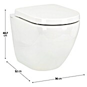 Camargue Spülrandloses Wand-WC-Set Plus 50 2.0 (Mit WC-Sitz, Sitzhöhe: 5 cm erhöht, Tiefspüler, Weiß)