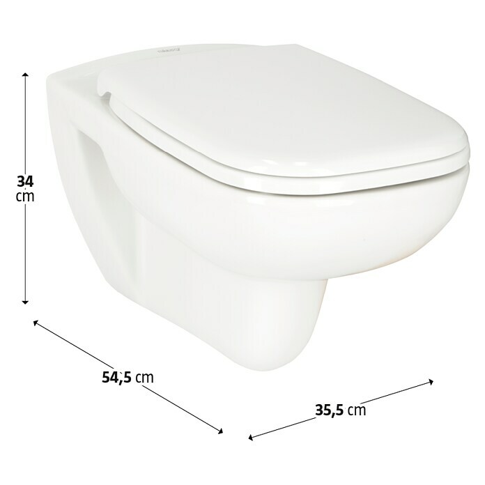 Duravit D-Code Abgang: WC Wand-WC-Set Tief, | Waagerecht, Ohne Weiß) (Spülrandlos, Spülform: BAUHAUS Spezialglasur