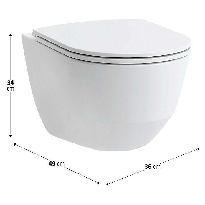 Laufen Pro Spülrandloses Wand-WC Compact (Ohne WC-Sitz, Ohne Beschichtung, Tiefspüler, Weiß)