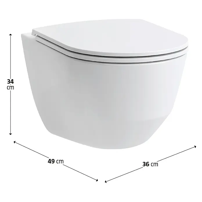 Laufen Pro Wand-WC Compact - Spülrandlos, Ohne Spezialglasur, Spülform: Tief, WC Abgang: Waagerecht, Weiß - Wand-WC aus Keramik in Weiß, mit den Maßen 34 cm Höhe, 49 cm Breite und 36 cm Tiefe. Elegantes Design für moderne Badezimmer.