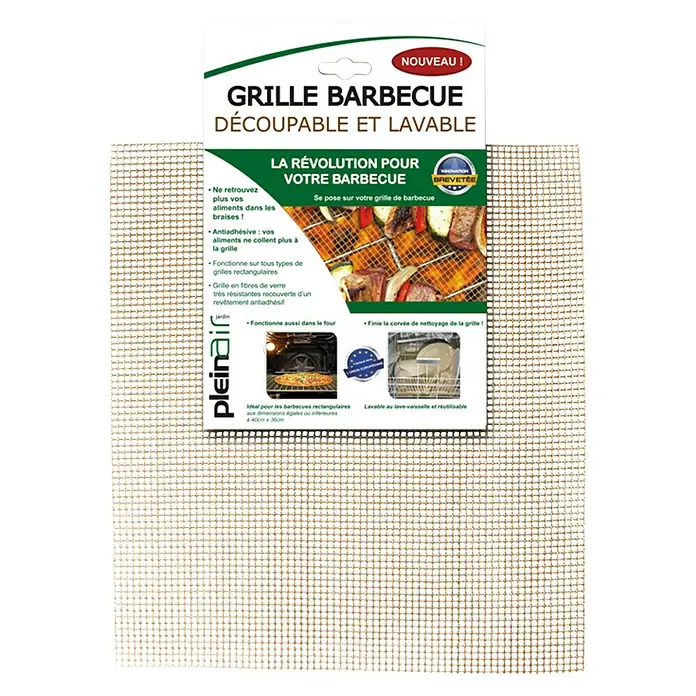 Parrilla para barbacoa Antiadherente - L x An: 40 x 36 cm - Alfombrilla para parrilla: Alfombrilla reutilizable y recortable para barbacoa y horno, antiadherente y fácil de limpiar.