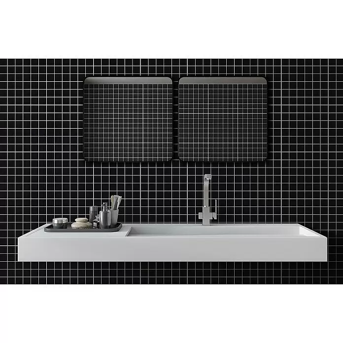 Mosaikfliese Quadrat Uni SAT 402 - 29,8 x 29,8 cm, Schwarz, Matt - Stimmungsaufnahme