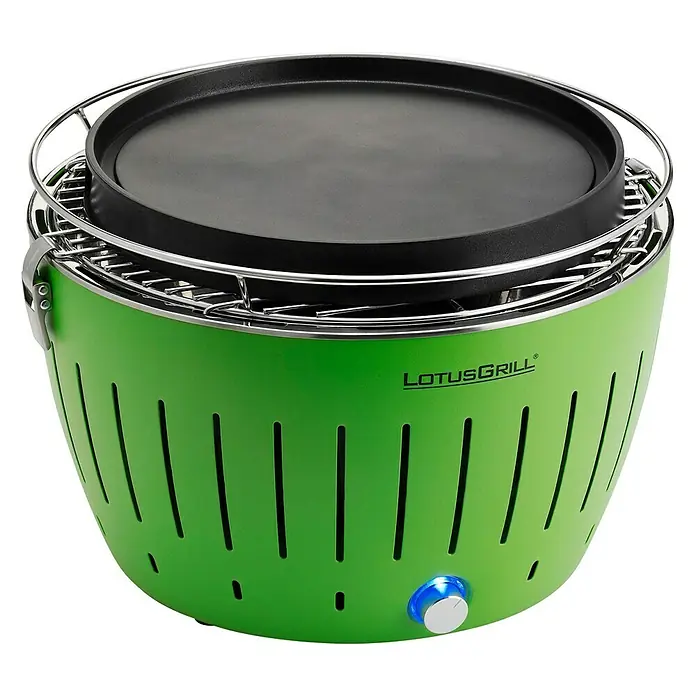 LotusGrill Grillplatte Classic - Durchmesser: 29,1 cm, Aluminiumguss, Passend für: Lotusgrill Holzkohlegrill Classic - Lotusgrill in Grün mit Grillrost und schwarzer Grillplatte, ideal für den mobilen Einsatz. Perfekt für Grillabende im Freien.
