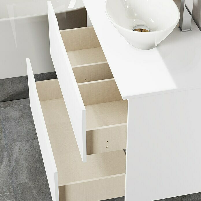 Conjunto De Mueble De Ba O Zeus Top Cm Pzs Blanco Mate Bauhaus