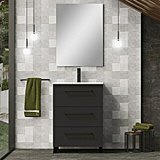 Conjunto de mueble de baño Arosa 3C (60 cm, 3 pzs., Negro, Mate)