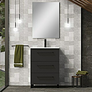 Artysan Conjunto de mueble de baño Arosa 3C (Ancho: 60 cm, 3 pzs., Negro, Mate)