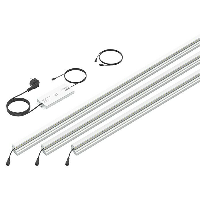 LyghtUp Zaunbeleuchtung Starter-Set (Länge: 246 cm, Silber, Passend für: Doppelstabmatten und Gabionen, 5 -tlg.) | BAUHAUS