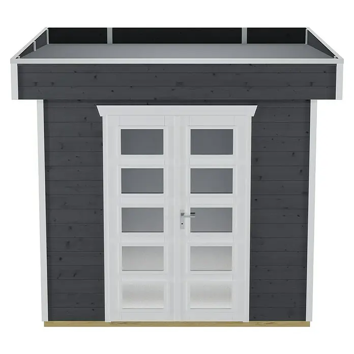 SKAN HOLZ Gartenhaus Venlo 1 - Außenmaß inkl. Dachüberstand (B x T): 290 x 290 cm, Holz, Schiefergrau - Elegantes Gartenhaus mit Doppeltür. Das Gartenhaus besticht durch sein modernes Design und die grosszügige, verglaste Doppeltür für viel Licht.