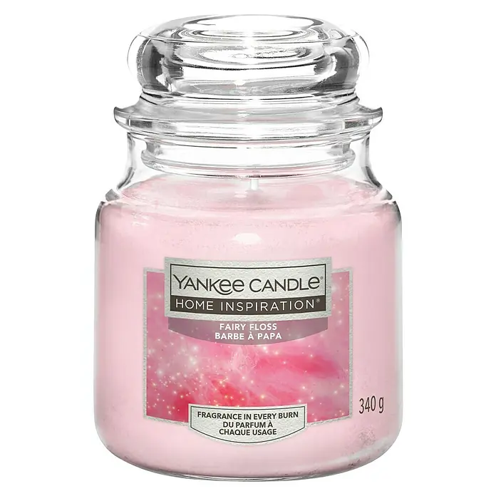 Yankee Candle Home Inspirations Duftkerze - Im Glas, Fairy Floss, Medium - Ein Yankee Candle Home Inspiration Duftkerze im Glas mit dem Duft "Fairy Floss", für eine angenehme Atmosphäre in Ihrem Zuhause.