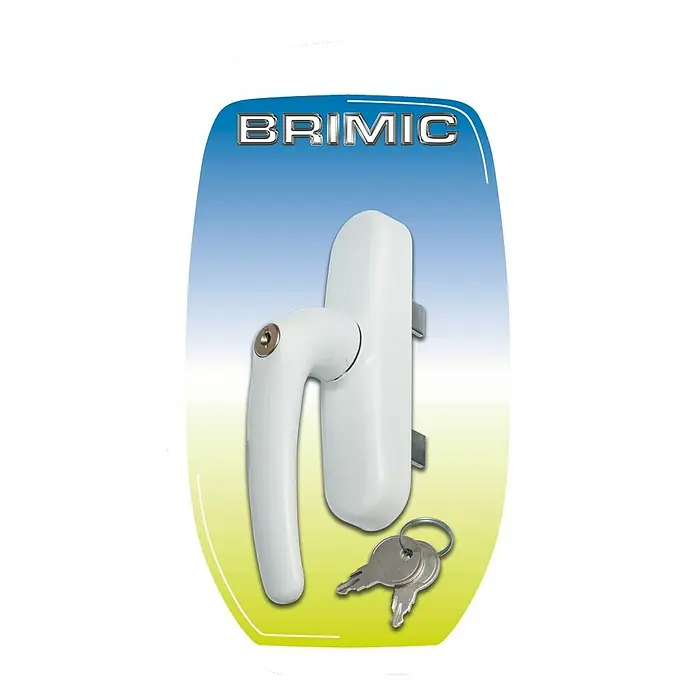Micel Brimic Manilla para ventana 6830 - Largo: 26 cm, Negro, Aluminio, Número de llaves: 2 ud. - Manilla de ventana blanca con llaves, presentada en una tarjeta colorida. Ideal para mayor seguridad.