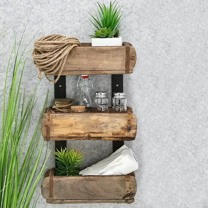 Regal Ziegelform - L x B x H: 30 x 14 x 50 cm, Braun - Stimmungsaufnahme