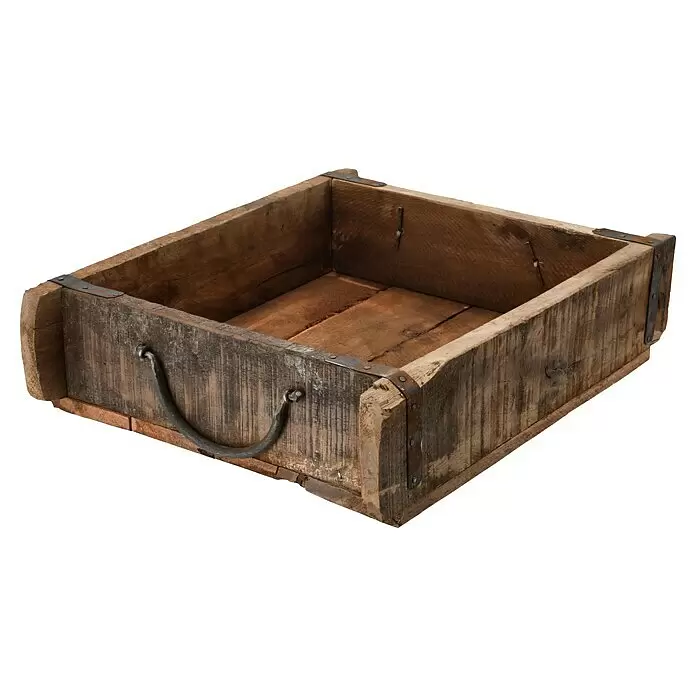 Holzkiste Ziegelform - L x B x H: 30 x 25 x 8 cm, Braun - Diagonale Ansicht