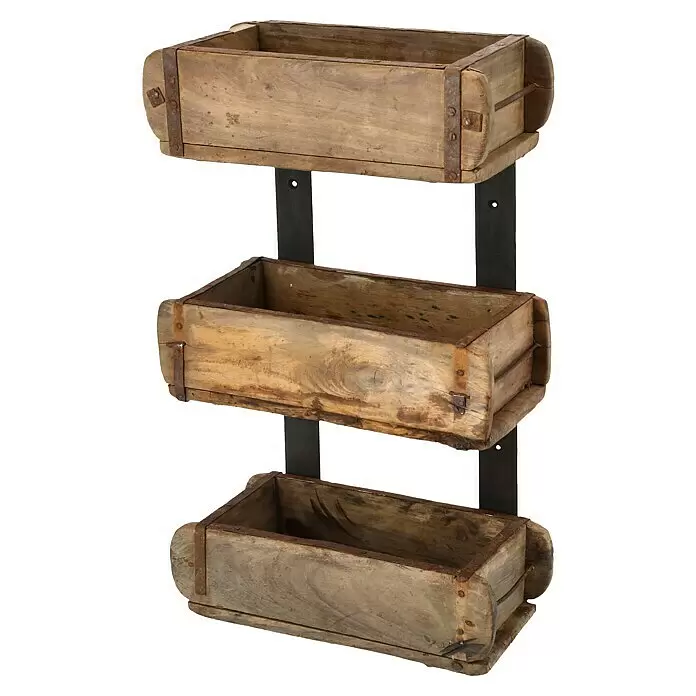 Regal Ziegelform - L x B x H: 30 x 14 x 50 cm, Braun - Diagonale Ansicht